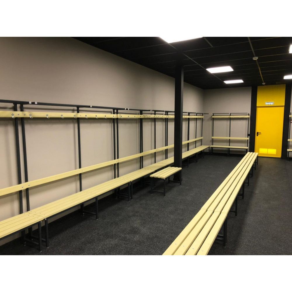 Скамейка для раздевалок с вешалкой и полкой (пластик 20 мм) 150x36х182см  SRVP 150/40/182