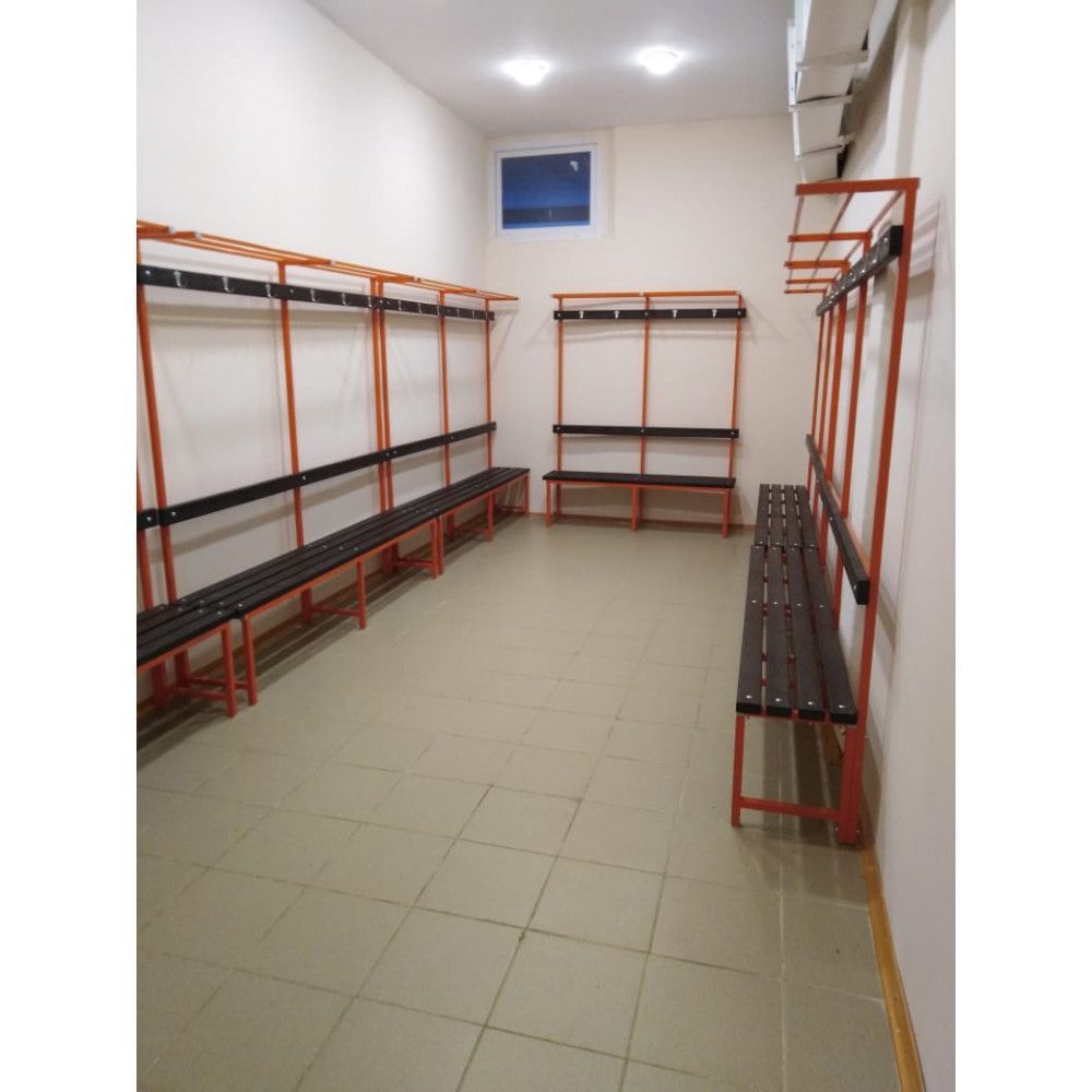 Скамейка для раздевалок с вешалкой и полкой (пластик 20 мм) 200x36х182см SRVP 200/40/182