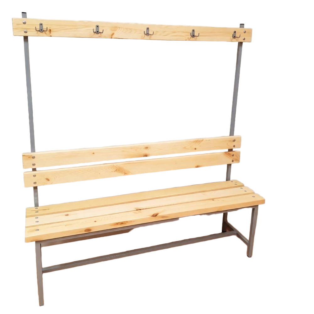 Скамейка с вешалкой для раздевалок, 200 см цельная Pioner A17228