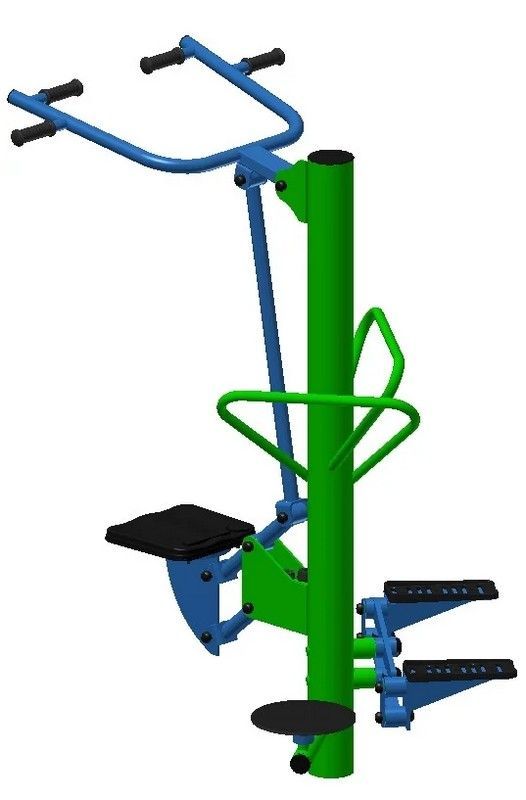 Уличный тренажер взрослый Подтягивание + Диск + Степ для троих Pioner A17012